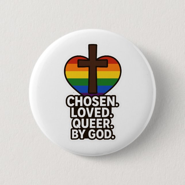 Badge Rond 5 Cm Bouton Choisi Par Dieu (Devant)