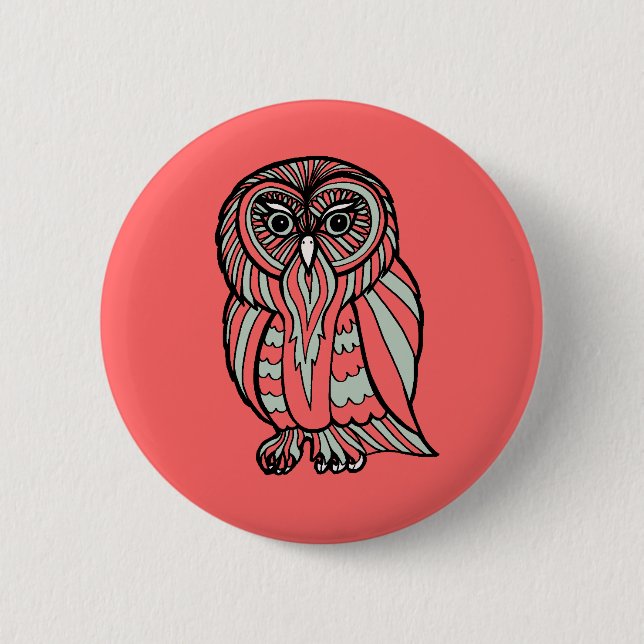 Badge Rond 5 Cm Bouton Chouette (Devant)