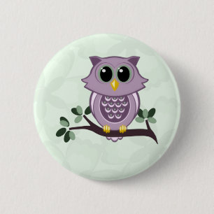 Badge Rond 5 Cm Bouton Chouette et fleurs