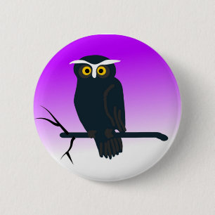 Badge Rond 5 Cm Bouton Chouette Halloween (Ou ?)
