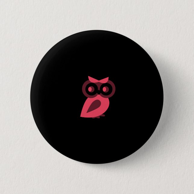 Badge Rond 5 Cm Bouton Chouette rose (Devant)