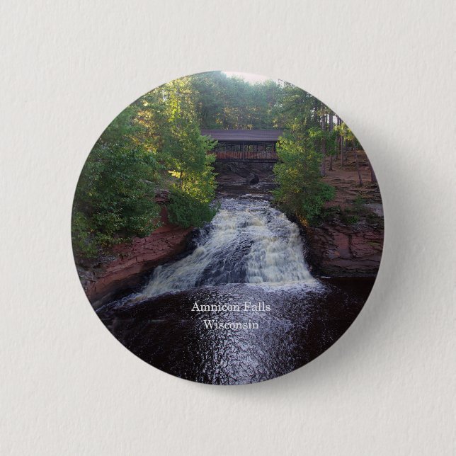 Badge Rond 5 Cm Bouton Chutes d'Amnicon (Devant)