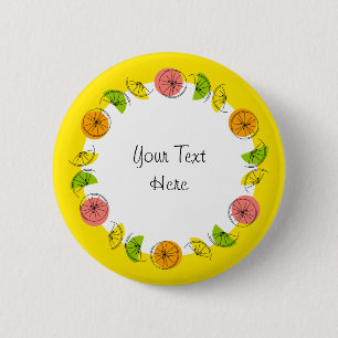 Badge Rond 5 Cm Bouton Citrus Cercle de texte jaune rond