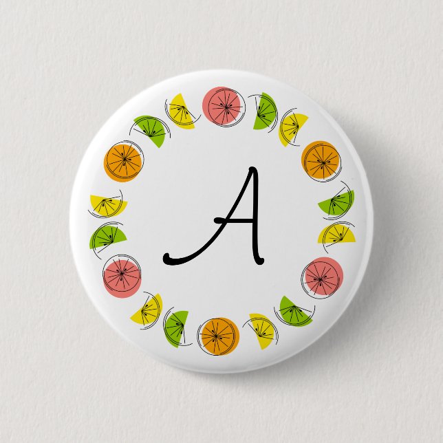 Badge Rond 5 Cm bouton Citrus Multi Circle Monogramme rond (Devant)