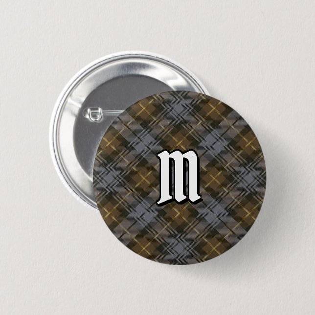Badge Rond 5 Cm Bouton Clan Gordon Tartan Patiné (Devant & derrière)