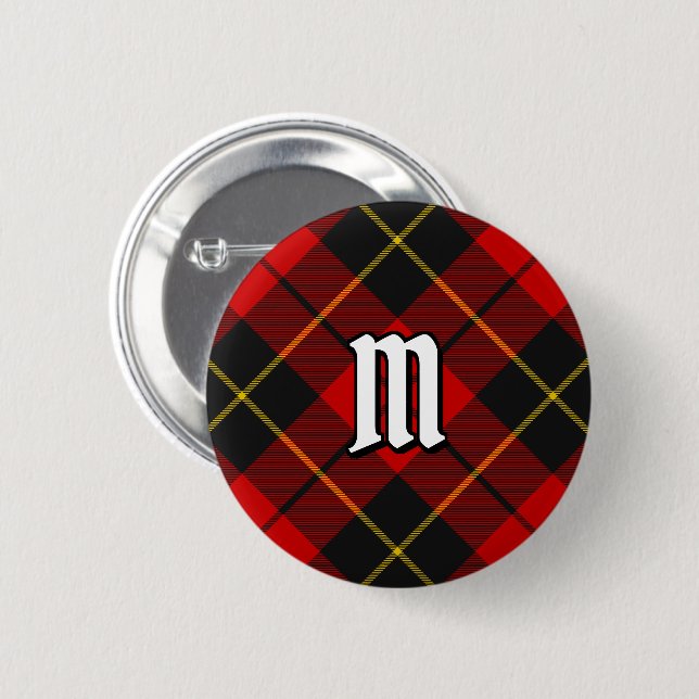 Badge Rond 5 Cm Bouton Clan Wallace Tartan (Devant & derrière)