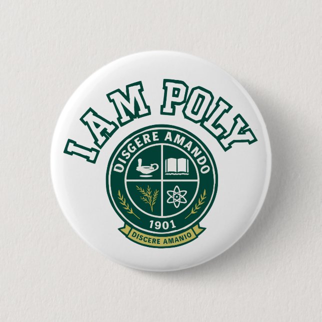 Badge Rond 5 Cm Bouton Classique I AM POLY (Devant)