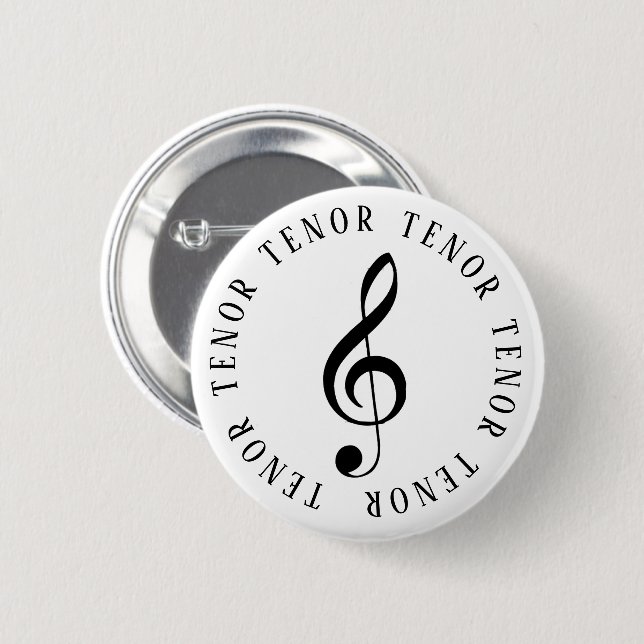 Badge Rond 5 Cm Bouton Clé Ténor Singer Treble (Devant & derrière)