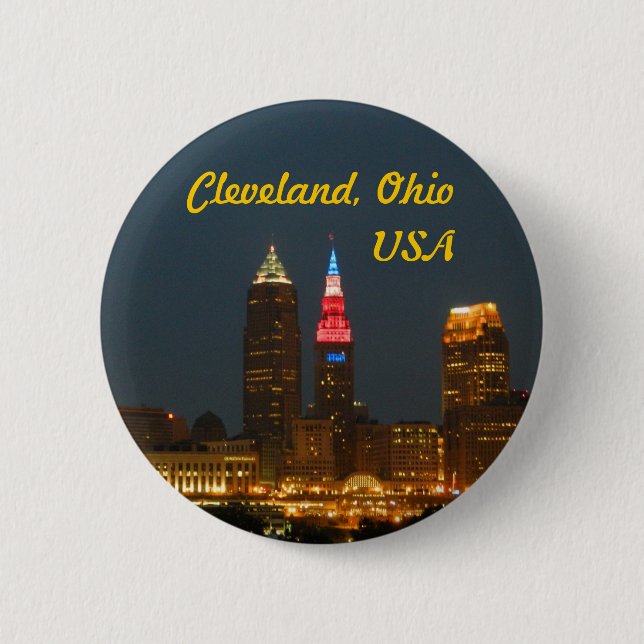 Badge Rond 5 Cm Bouton Cleveland Ohio USA (Devant)