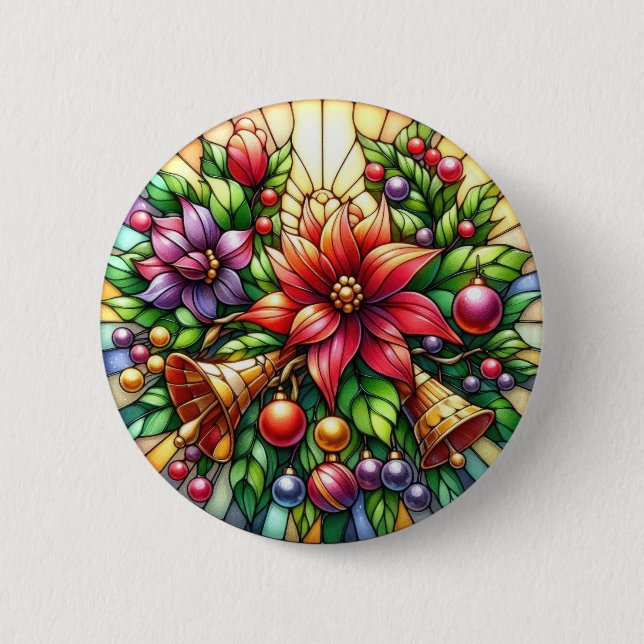 Badge Rond 5 Cm Bouton Cloches de Noël (Devant)