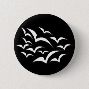 Badge Rond 5 Cm Bouton Cloud de chauve-souris blanche