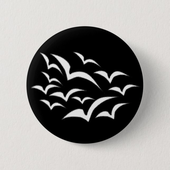 Badge Rond 5 Cm Bouton Cloud de chauve-souris blanche (Devant)