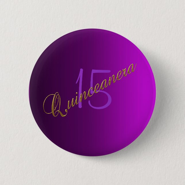 Badge Rond 5 Cm Bouton Club Quinceanera violet (Devant)
