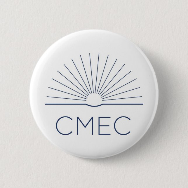Badge Rond 5 Cm Bouton CMEC - blanc avec logo de la marine (Devant)