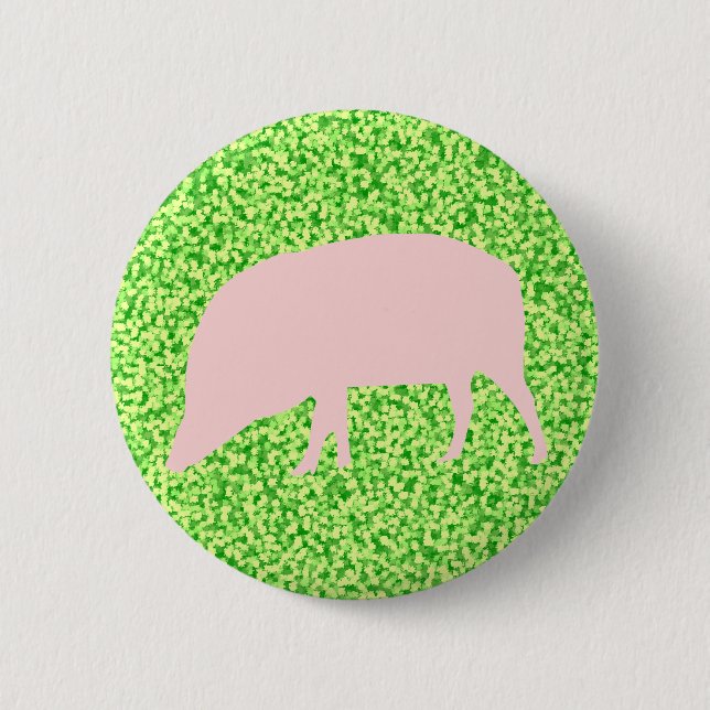 Badge Rond 5 Cm Bouton Cochon rose (Devant)
