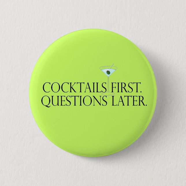 Badge Rond 5 Cm Bouton Cocktail - Premières questions (Devant)