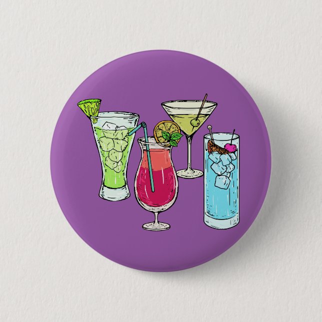 Badge Rond 5 Cm Bouton Cocktails d'été (Devant)