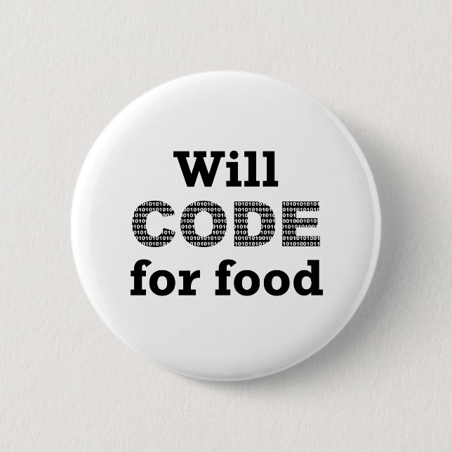 Badge Rond 5 Cm Bouton Code for Food (Devant)