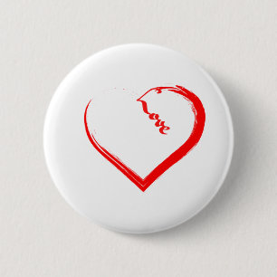 Badge Rond 5 Cm Bouton Coeur