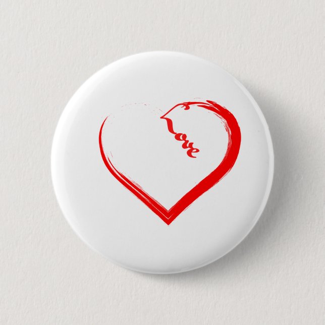 Badge Rond 5 Cm Bouton Coeur (Devant)