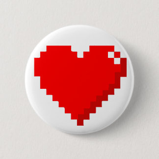 Badge Rond 5 Cm Bouton Coeur 8 bits