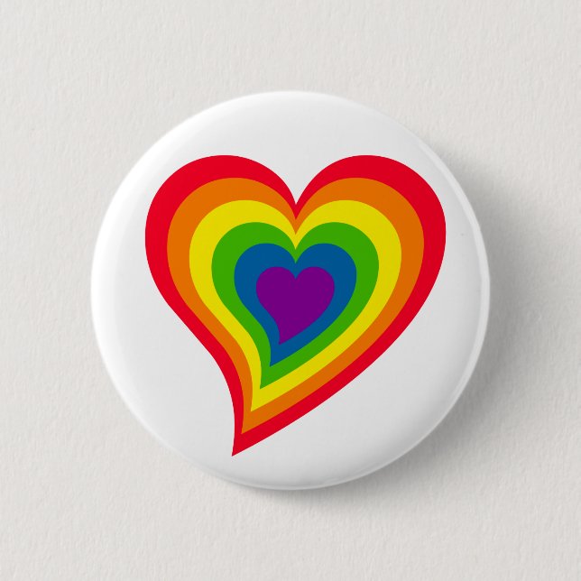 Badge Rond 5 Cm Bouton Coeur arc-en-ciel (Devant)