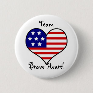 Badge Rond 5 Cm Bouton Coeur Courageux de l'équipe