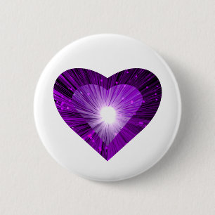 Badge Rond 5 Cm Bouton 'Coeur de coeur pourpre' blanc