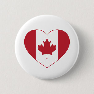 Badge Rond 5 Cm Bouton Coeur du drapeau du Canada
