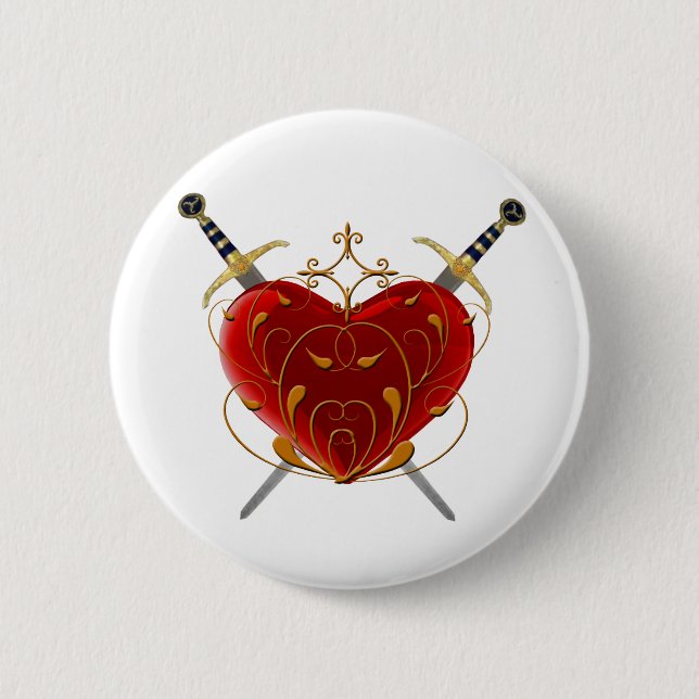 Badge Rond 5 Cm Bouton Coeur et poignards (Devant)