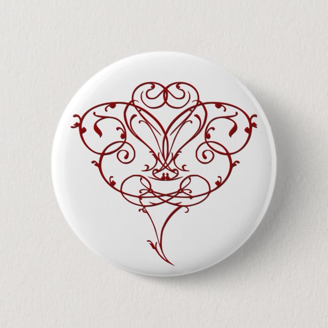 Badge Rond 5 Cm Bouton Coeur floral (Devant)