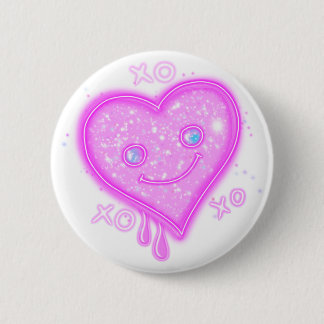 Badge Rond 5 Cm Bouton Coeur Kawaii "XO, XO, XO"