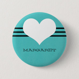 Badge Rond 5 Cm Bouton Coeur moderne Aqua