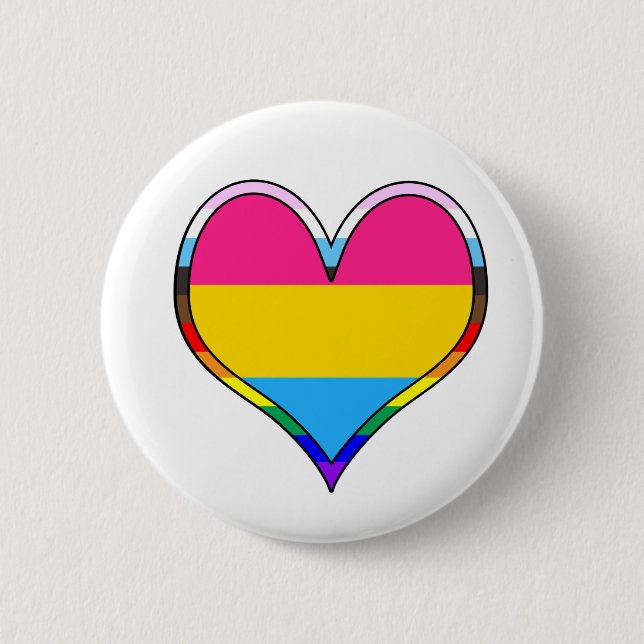 Badge Rond 5 Cm Bouton Coeur Pan Pride (Devant)