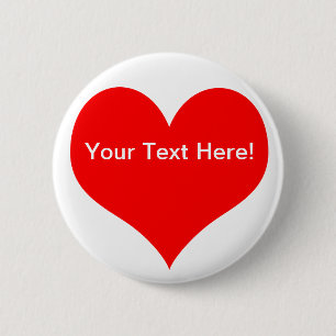 Badge Rond 5 Cm Bouton Coeur personnalisable