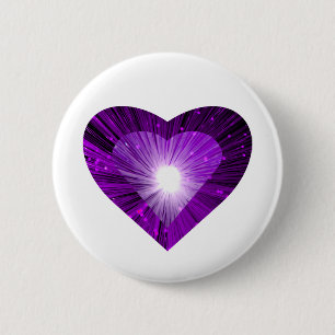 Badge Rond 5 Cm Bouton Coeur pourpre blanc