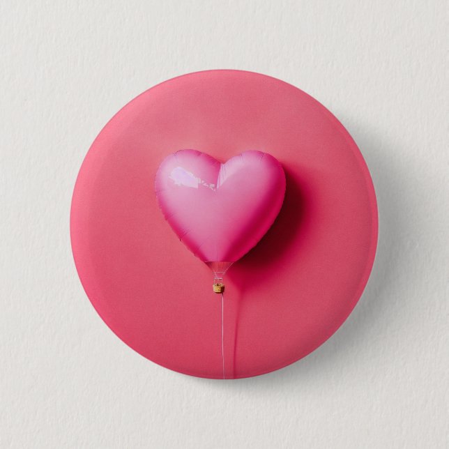 Badge Rond 5 Cm Bouton Coeur rose (Devant)