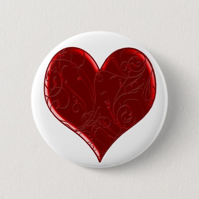 Badge Rond 5 Cm Bouton Coeur superposé (Devant)