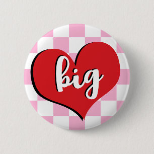 Badge Rond 5 Cm Bouton Coeur Vintage Big Little Sorority