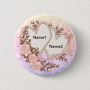 Badge Rond 5 Cm Bouton Coeurs mariages