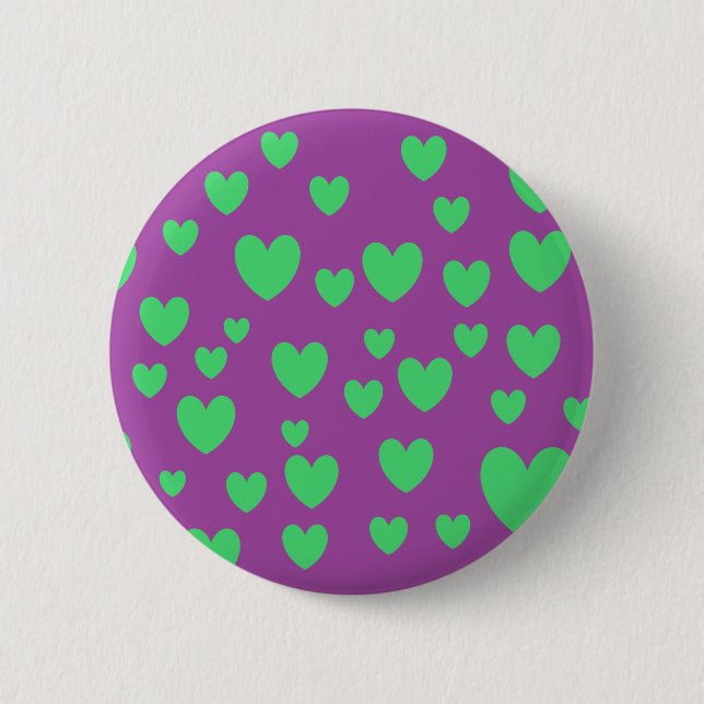 Badge Rond 5 Cm Bouton Coeurs verts (Devant)