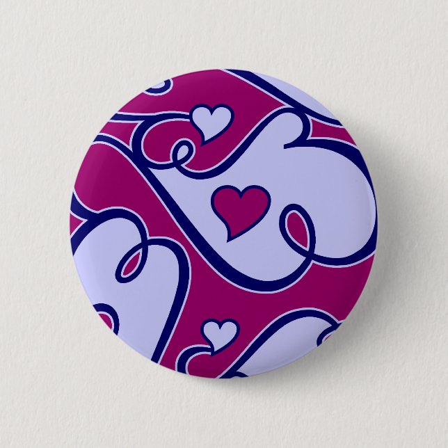 Badge Rond 5 Cm Bouton Coeurs Whimsical (Devant)