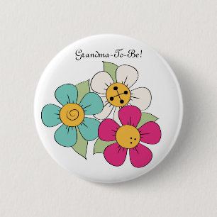 Badge Rond 5 Cm Bouton coloré de grand-mère de marguerites de