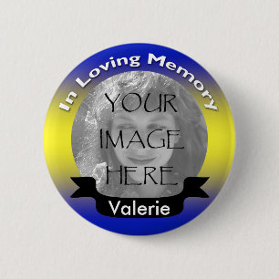 Badge Rond 5 Cm Bouton commémoratif jaune et bleu de photo