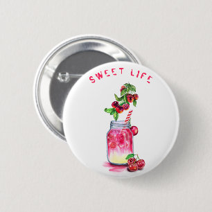 Badge Rond 5 Cm Bouton Cool de jus de cerise Fruits de fête de boi