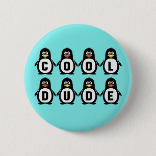Badge Rond 5 Cm Bouton "Cool Dude" Pingouins