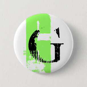 Badge Rond 5 Cm Bouton cool typographique G Monogramme