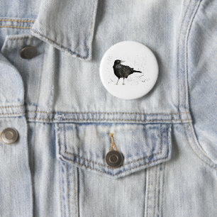Badge Rond 5 Cm Bouton corbeau corbeau