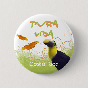 Badge Rond 5 Cm Bouton Costa Rica Pura Vida Toucan