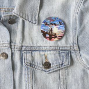 Badge Rond 5 Cm Bouton Coucher de soleil sur le pont Quincy